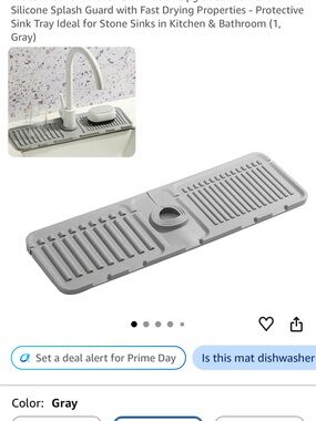 Gray Silicone Sink Splash Guard Drying Tray